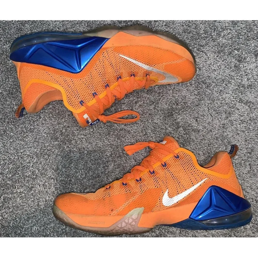 Nike LeBron 12 Low Cavs JAMES NBA BASKETBALL SHOES ORANGE BLUE RARE 11.5 (SRA)